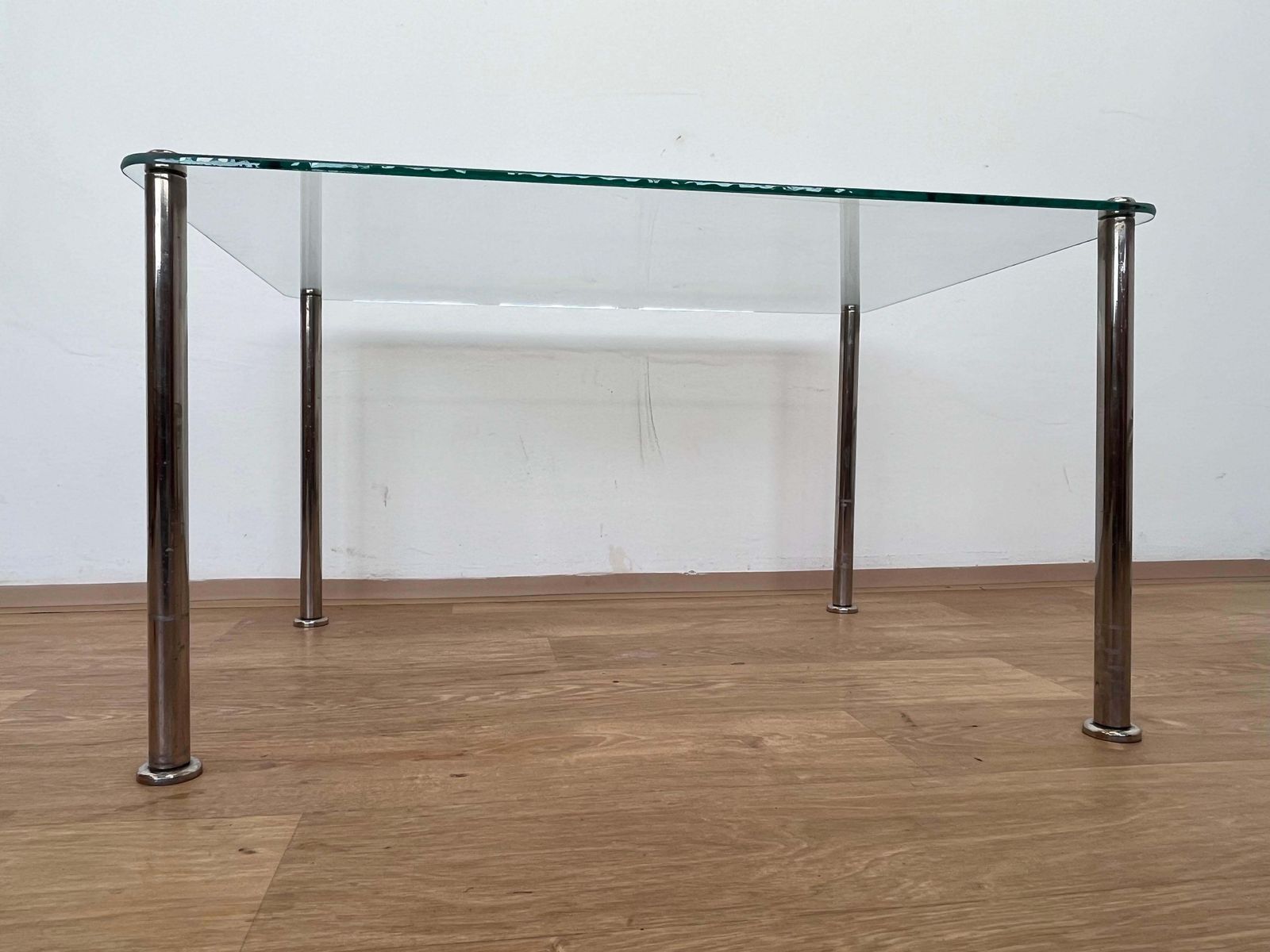Mid Century Design Chrome And Glass Coffe Table   Around 1970s photo vinterior