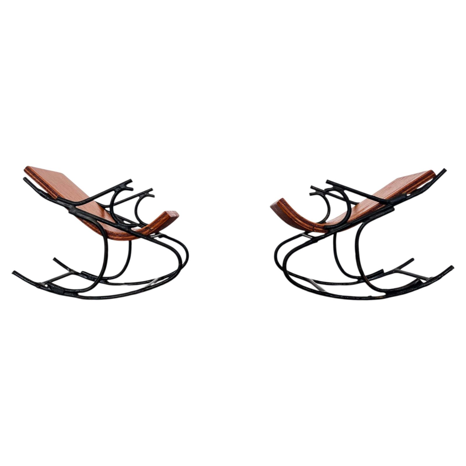 Mid-Century miniatuur decoratieve kleine schommel-fauteuils / Tsjecho-Slowakije, jaren 1960