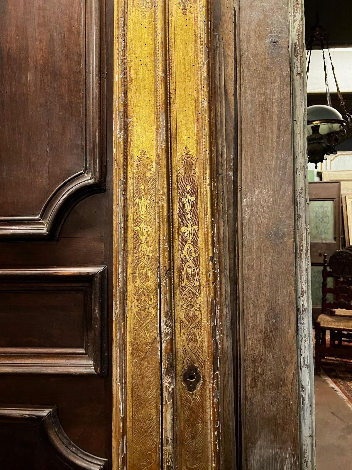 Glass Door Lacquered, Gilded And With Friezes, Italy photo vintage