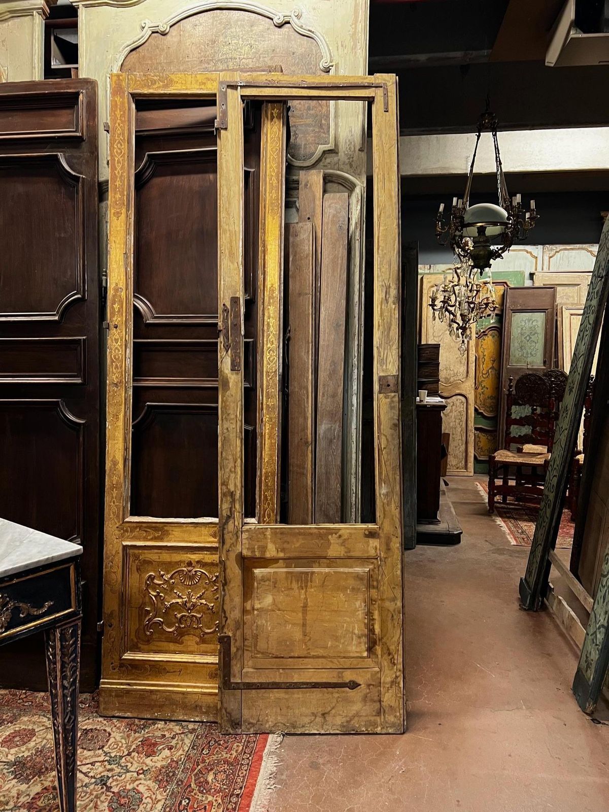 Home Fixtures Glass Door Lacquered, Gilded And With Friezes, Italy photo