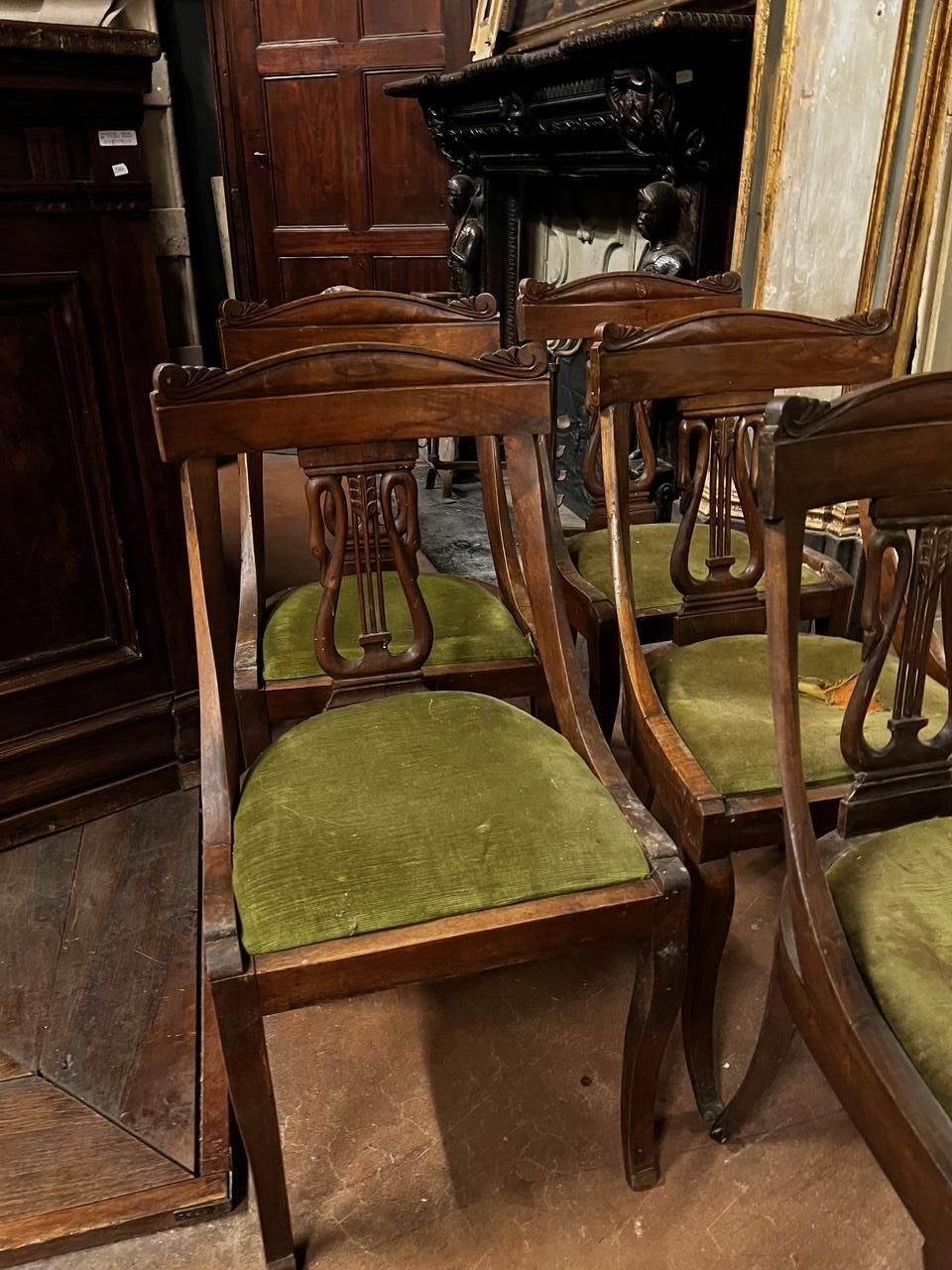 No. 6 Wooden Chairs And Velvet Seat, Italy photo Furniture