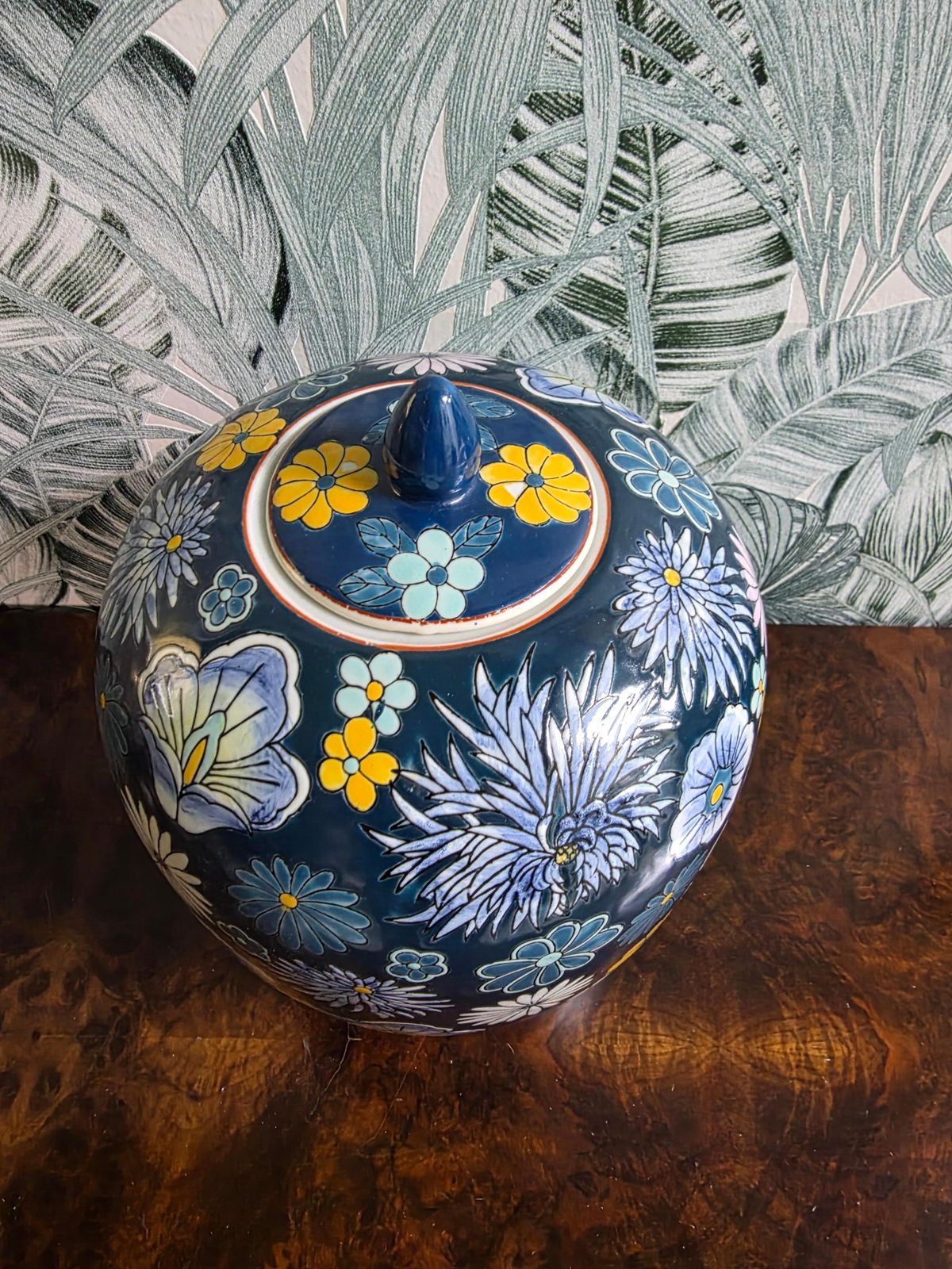 Floral Decorative Vase In Chinese Painted Porcelain 1960s photo for sale