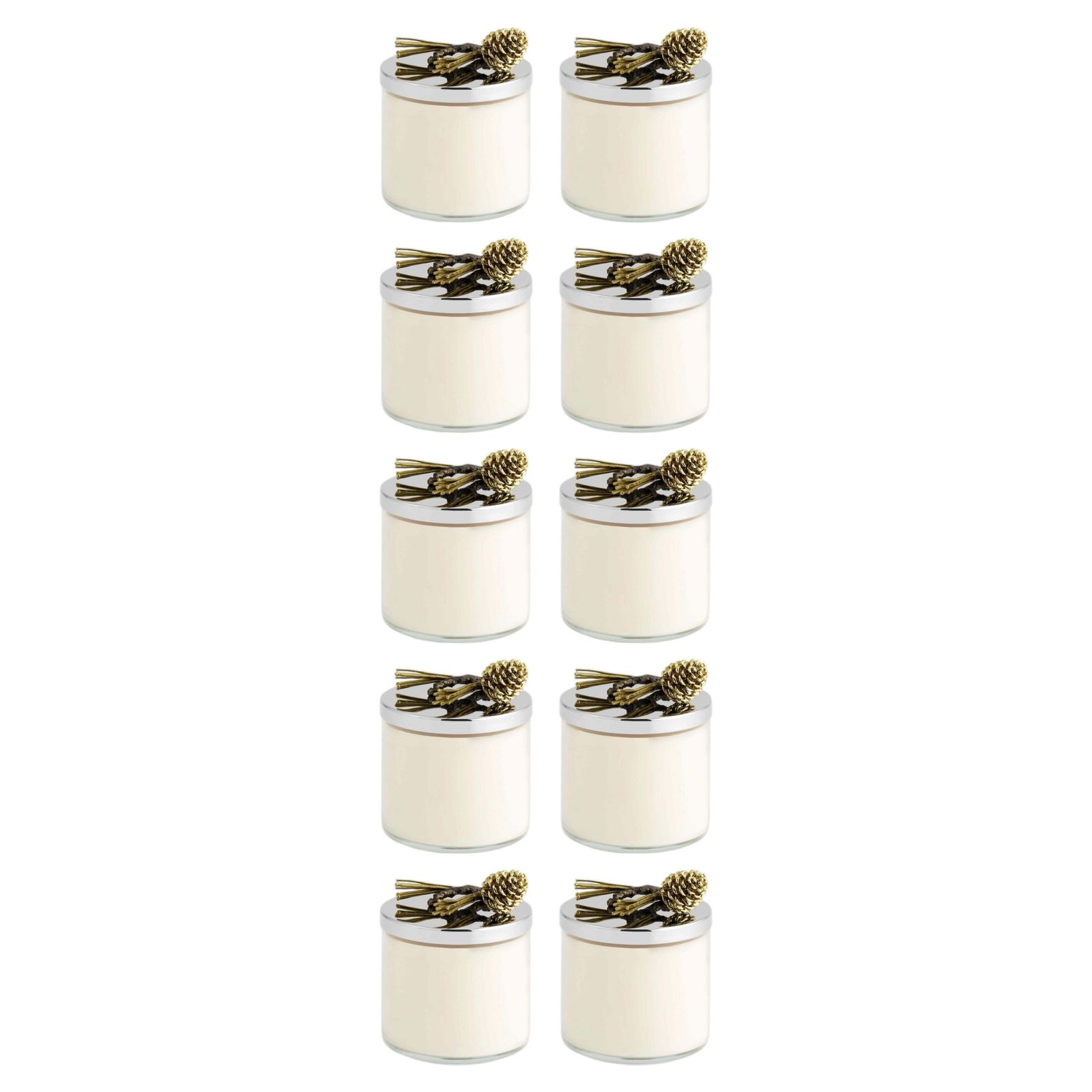 Set Of 10 Pine Cone Scented Candles In Antique Gold And Bronze