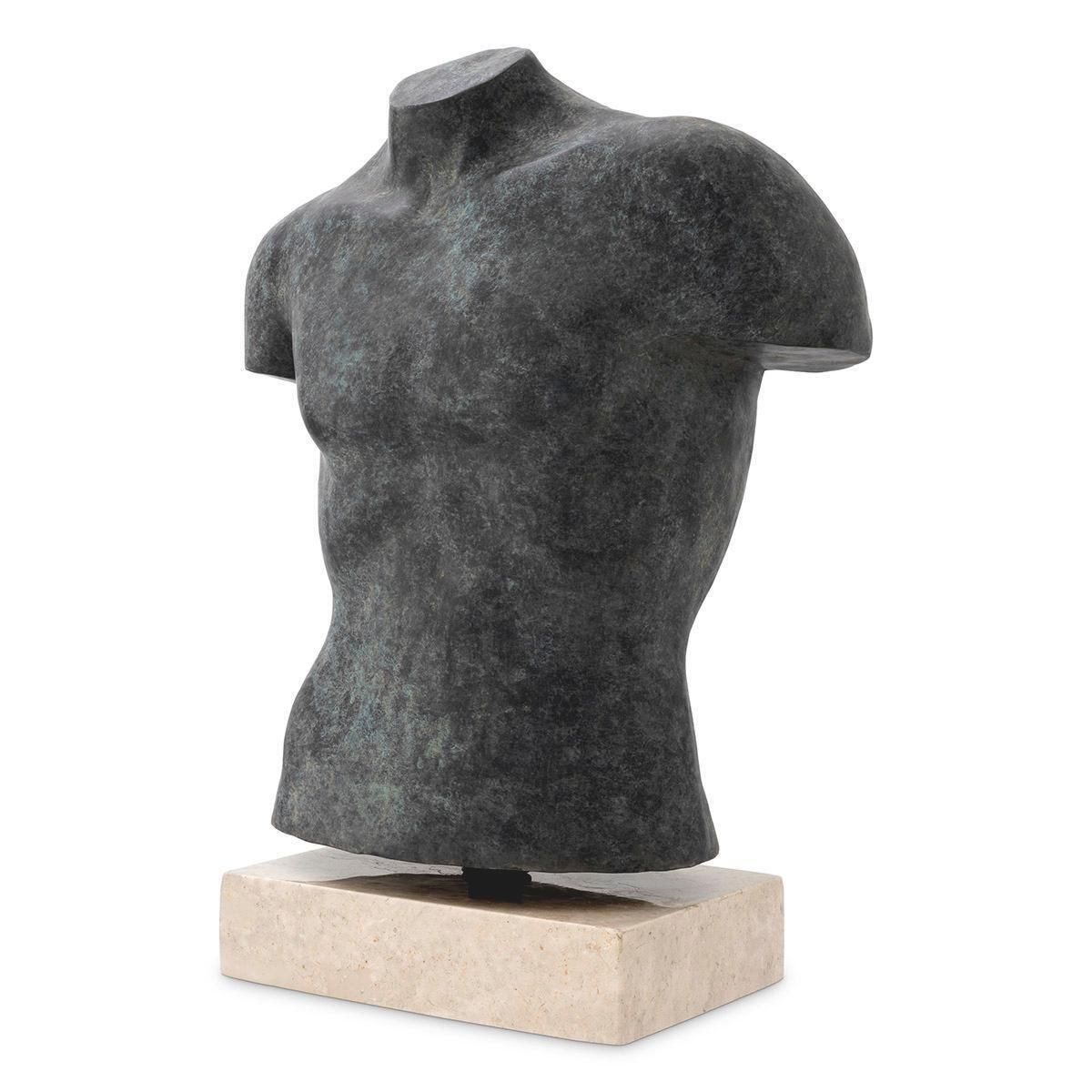 Buste Decorative Sculpture In Antique Bronze Finish On Marble Base photo vinterior