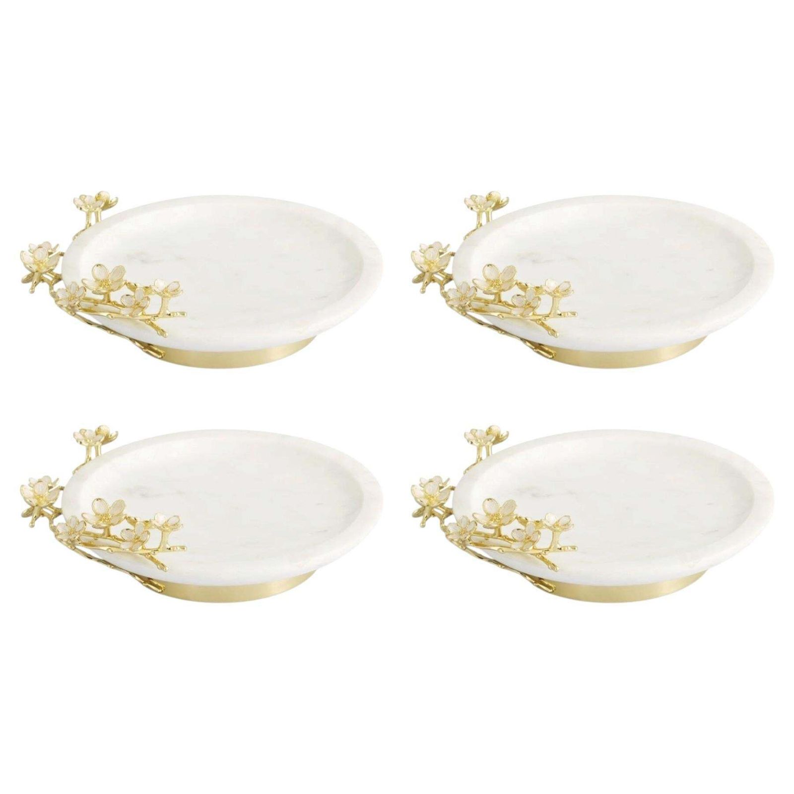 Cherry Blossom Trinket Trays In Pink Marble And Gold Tone Japanese Style