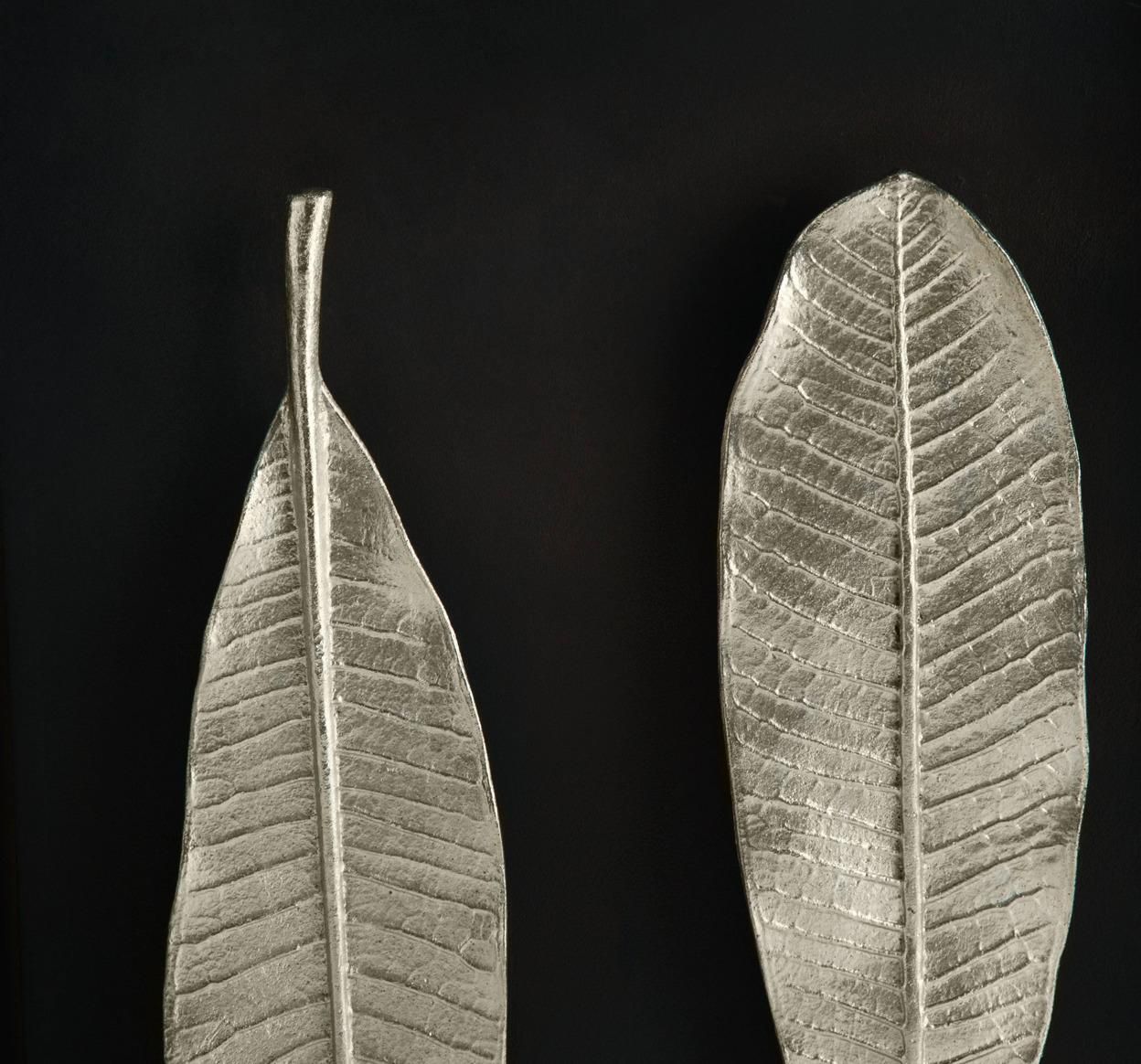 Pair Of Champa Leaf Shadow Boxes In Nickel And Aluminum, Contemporary Style photo Art