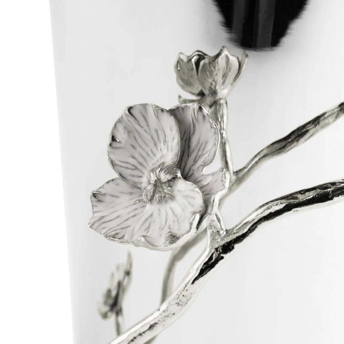 Set Of 3 Large Contemporary Silver Metal Orchid Vase photo 1404.0