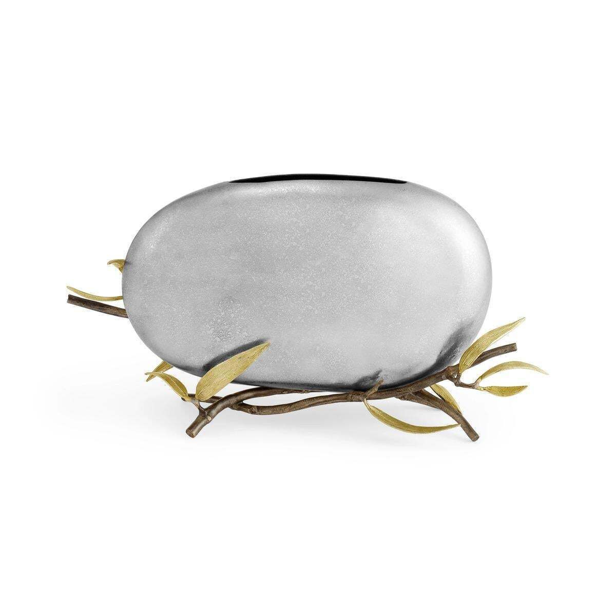 Pair Of Contemporary Silver Metal Pebble Vase photo for sale