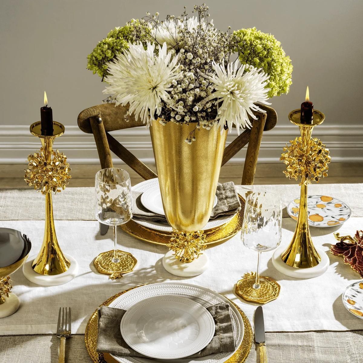 Pair Of Large Contemporary Gold Metal Dandelion Base Vase photo Home Decor