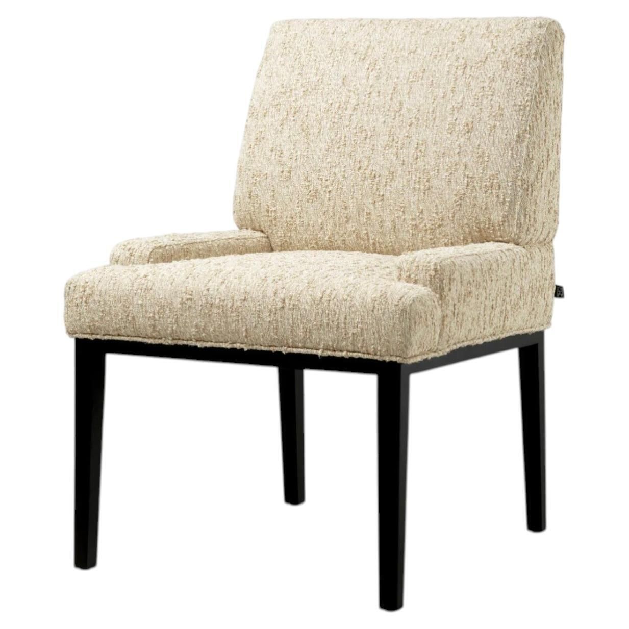 Dining Chair With Arms Black Finish Arden Natural Fabric