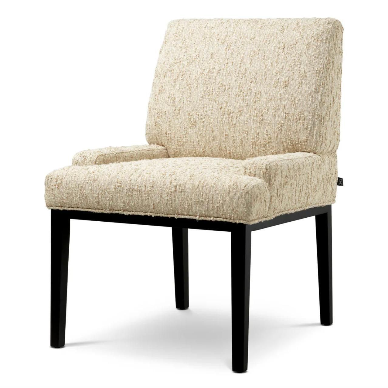 Dining Chair With Arms Black Finish Arden Natural Fabric photo furniture