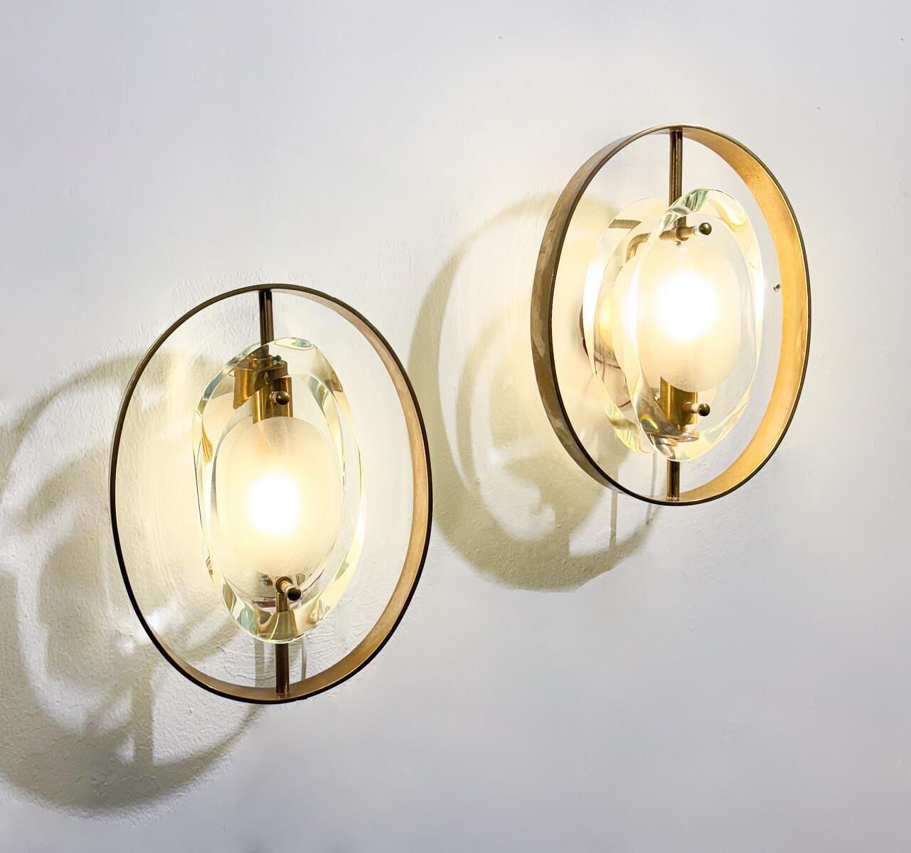 Pair Of Wall Lights Mod N°2240 By Max Ingrand For Fontana Arte, 1960s photo furniture