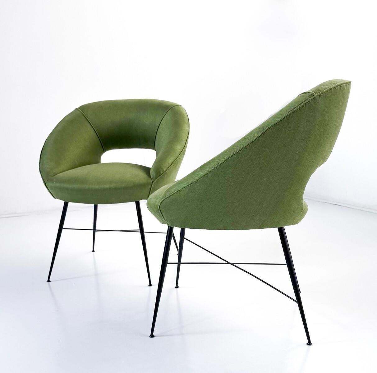 Pair Of Armchairs By Silvio Cavatorta, Italy, 1950s   New Upholstery photo 4545.0