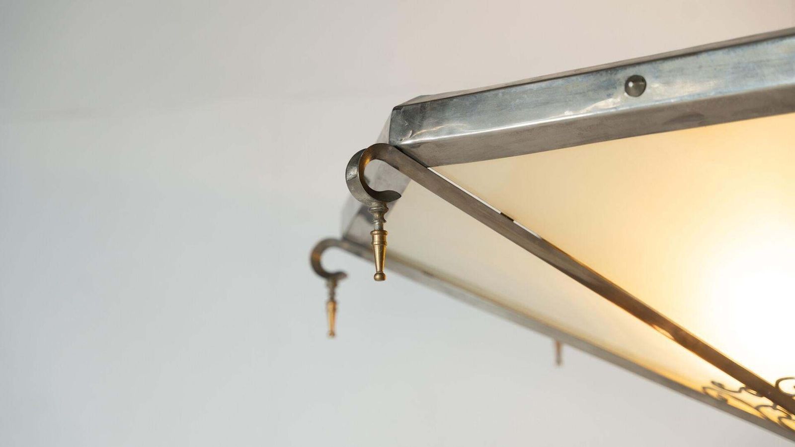 Large Art Deco Ceiling Light, Glass And Metal, France, 1930s photo Lighting