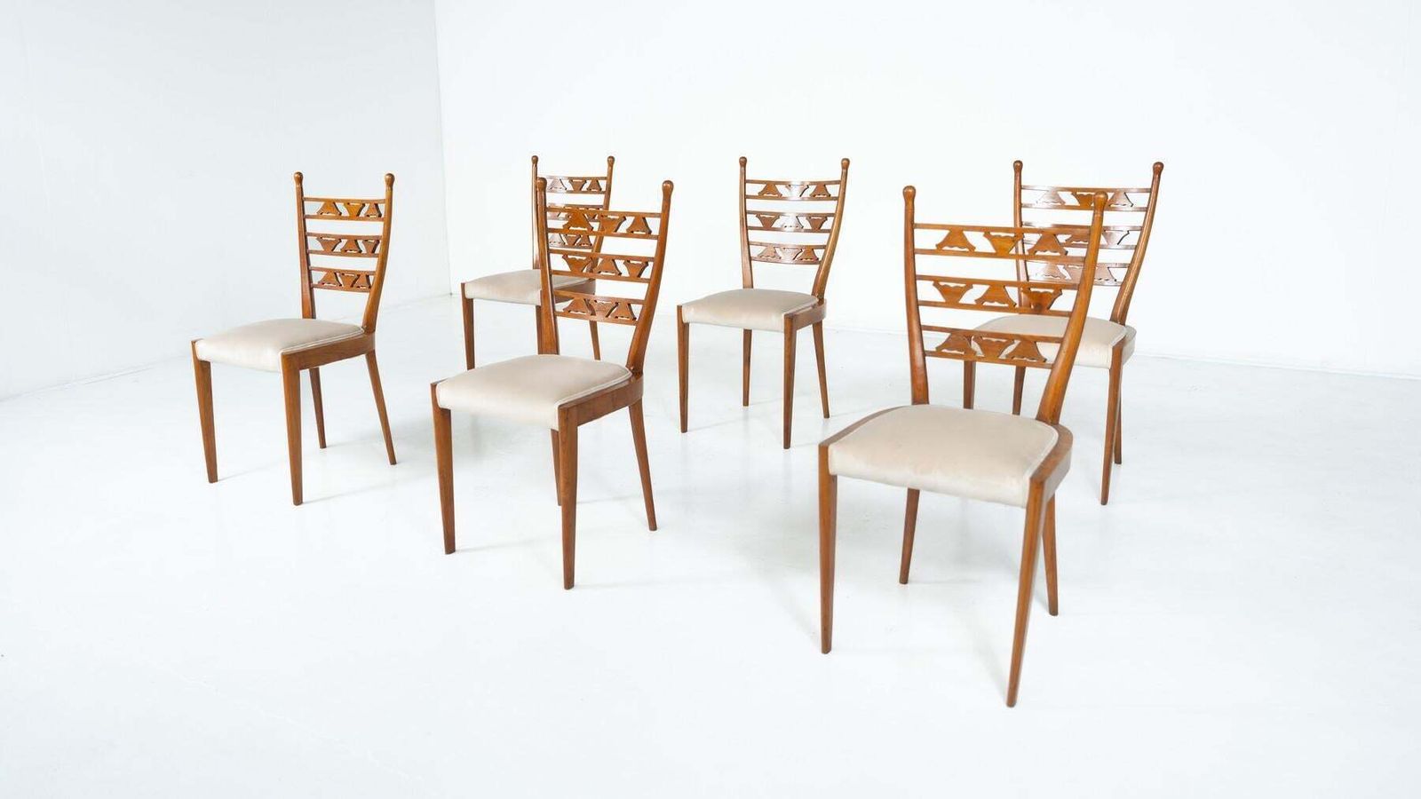 Set Of 6 Chairs, Cherry Wood, Italy, 1940s photo for sale