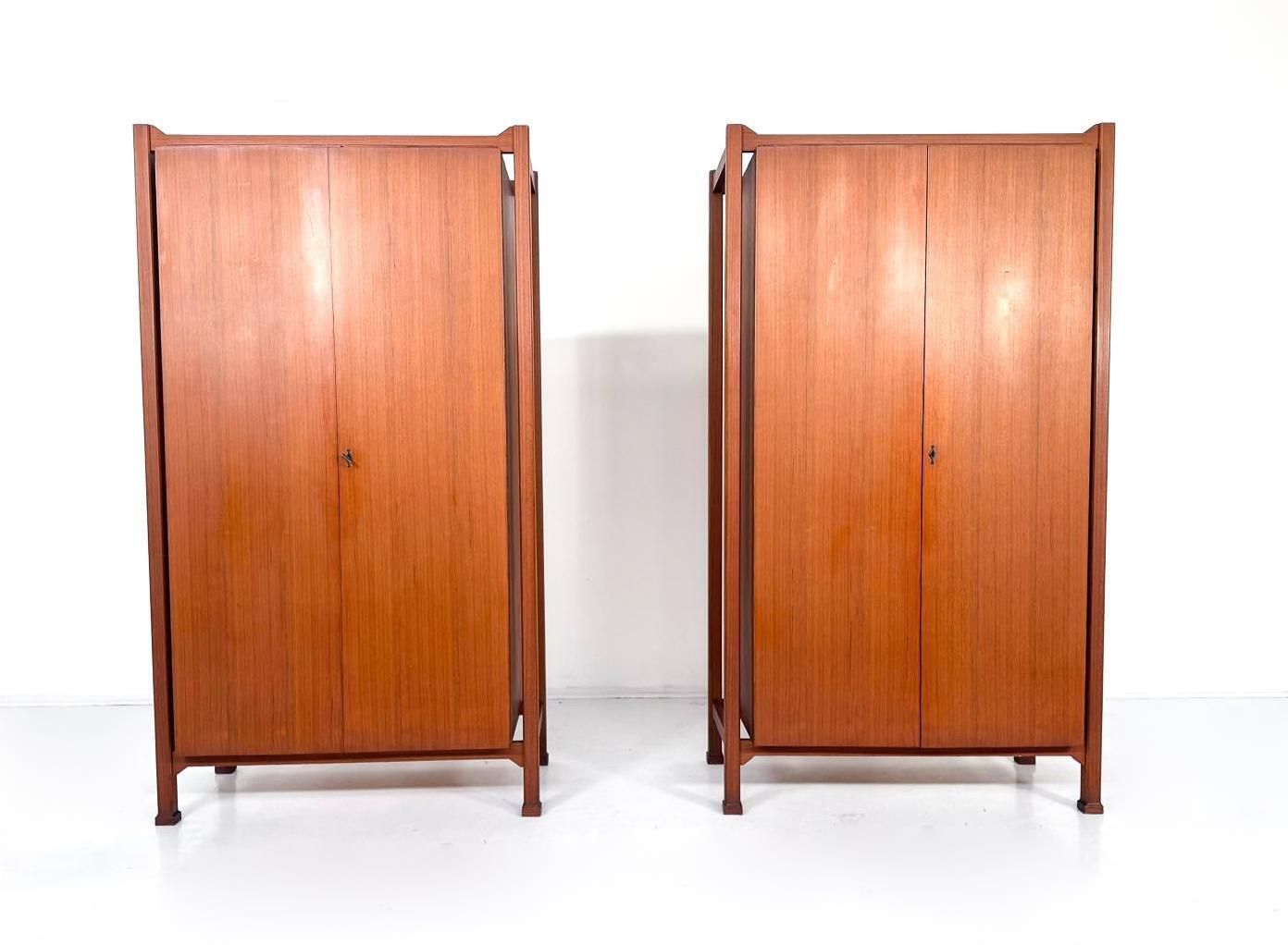 Mid Century Pair Of Wardrobes, Italy, 1960s photo for sale