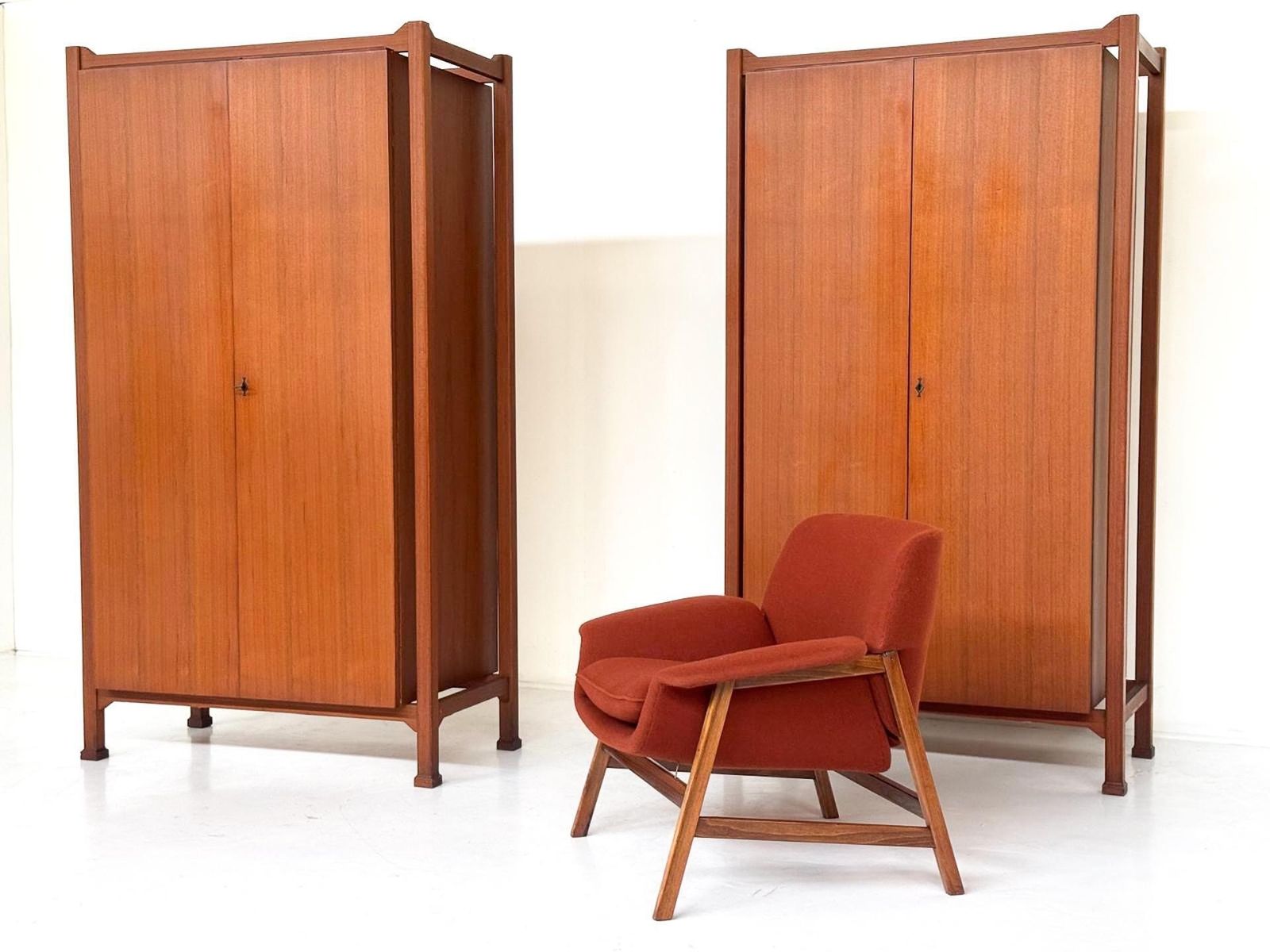 Mid Century Pair Of Wardrobes, Italy, 1960s photo Furniture