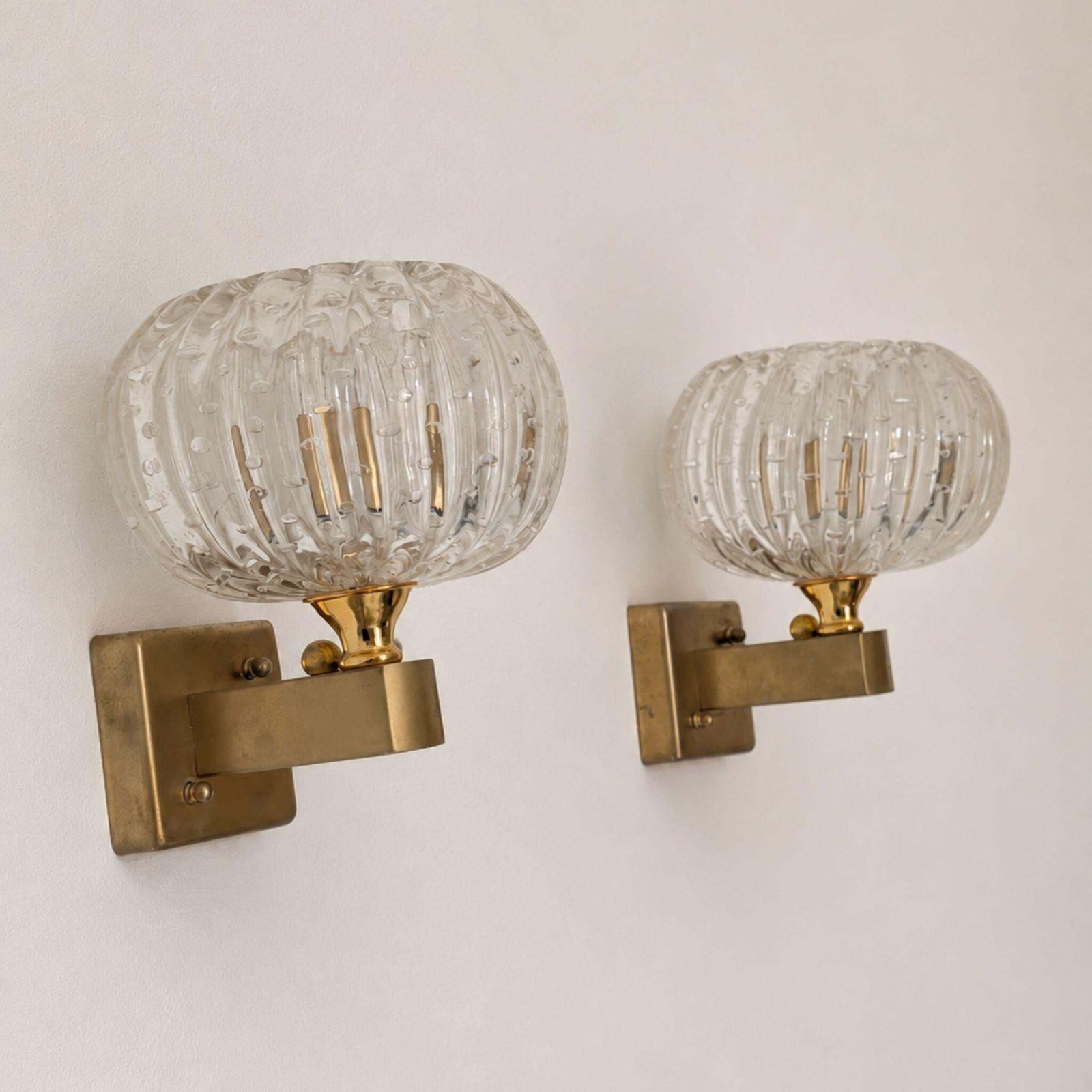 Italian Wall Lights Murano Glass Sconces Art Deco Style, By Barover & Toso, 50s photo vinterior