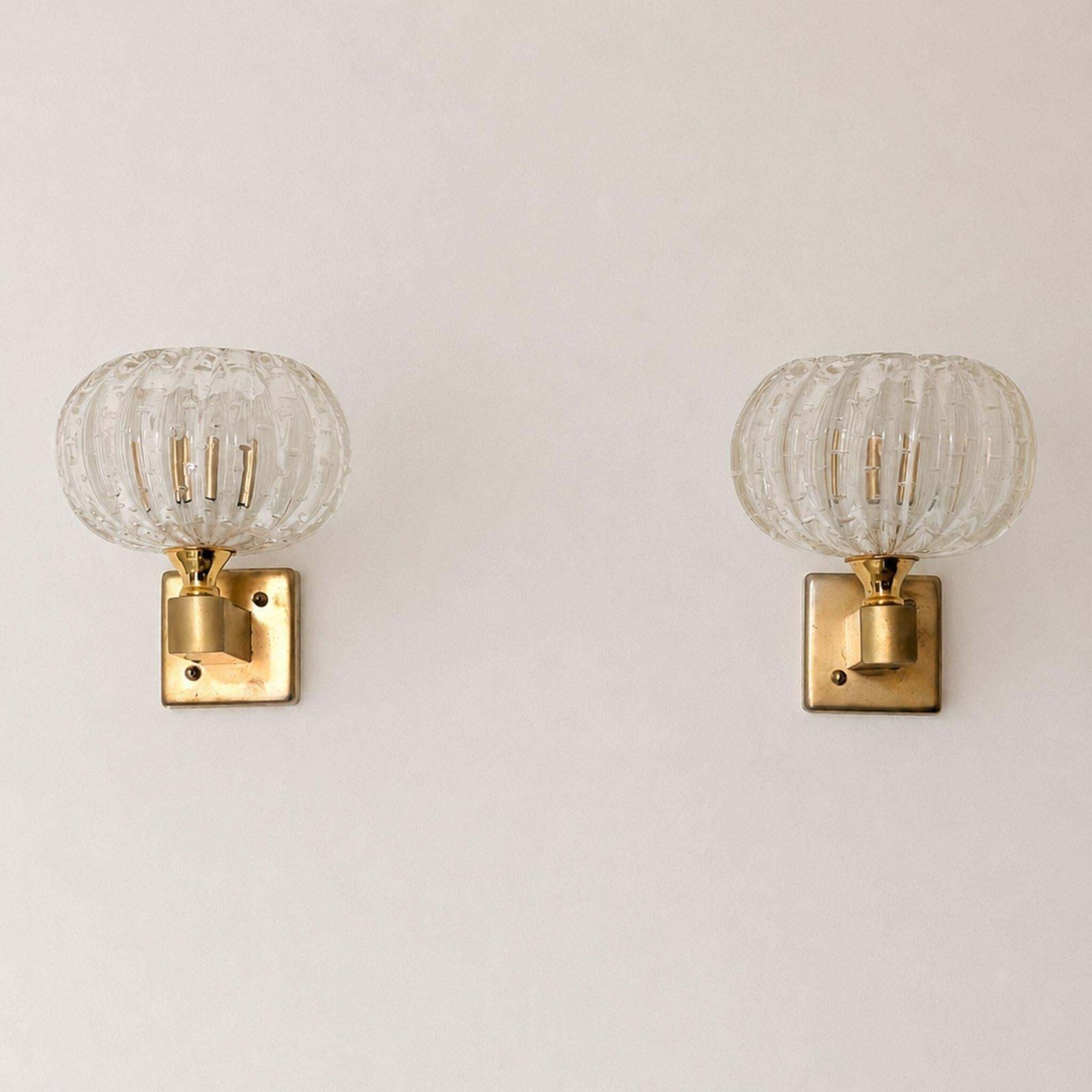 Italian Wall Lights Murano Glass Sconces Art Deco Style, By Barover & Toso, 50s photo buy
