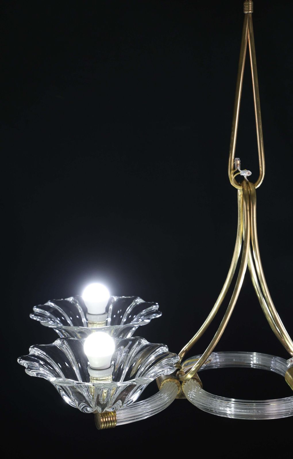 photo buy Extraordinary Art Deco Murano Glass And Bras Chandelier By Barovier E Toso, 1950