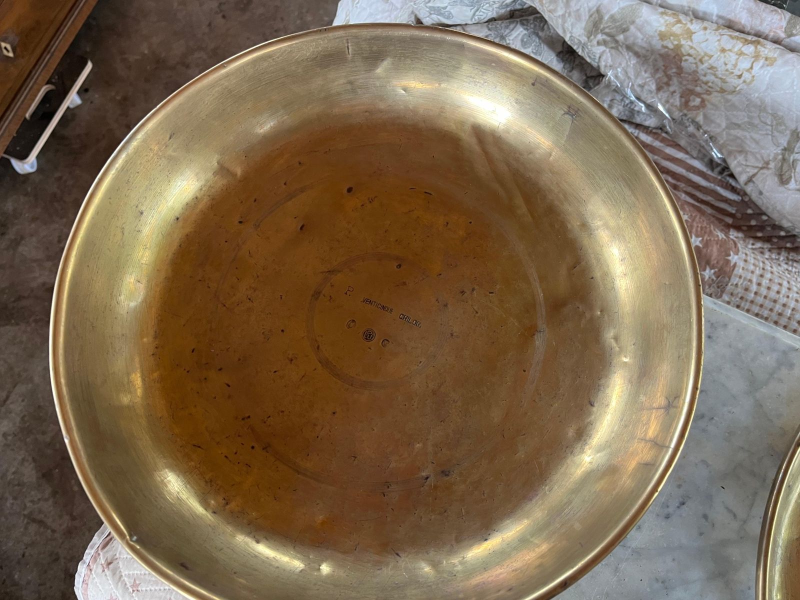 photo vinterior Italian Antique Scale, Brass And Carrara Marble, Early 20th Century