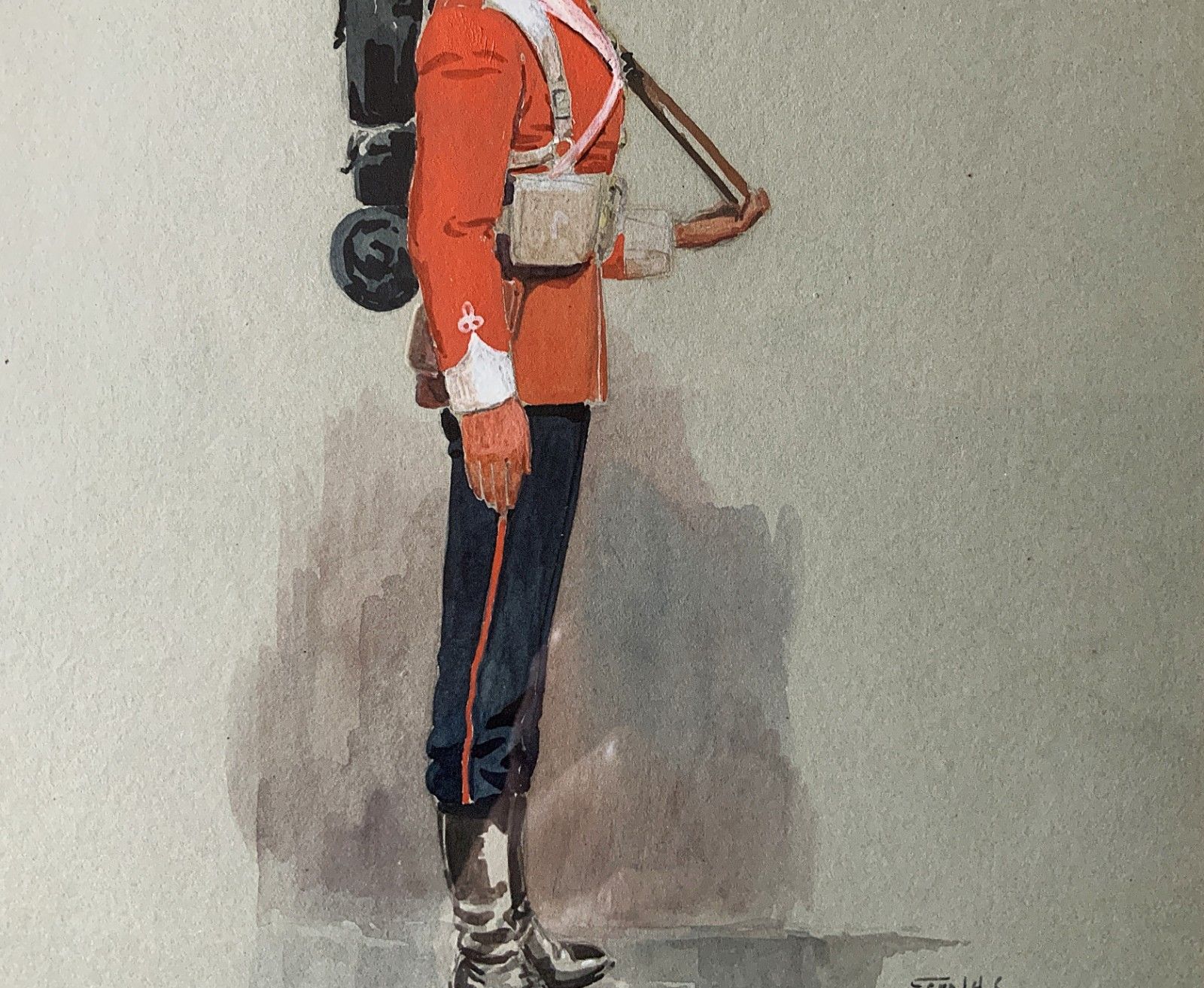 Military Watercolour & Wash 1884 British Soldier Portrait Painting (2 Of 6) photo Art
