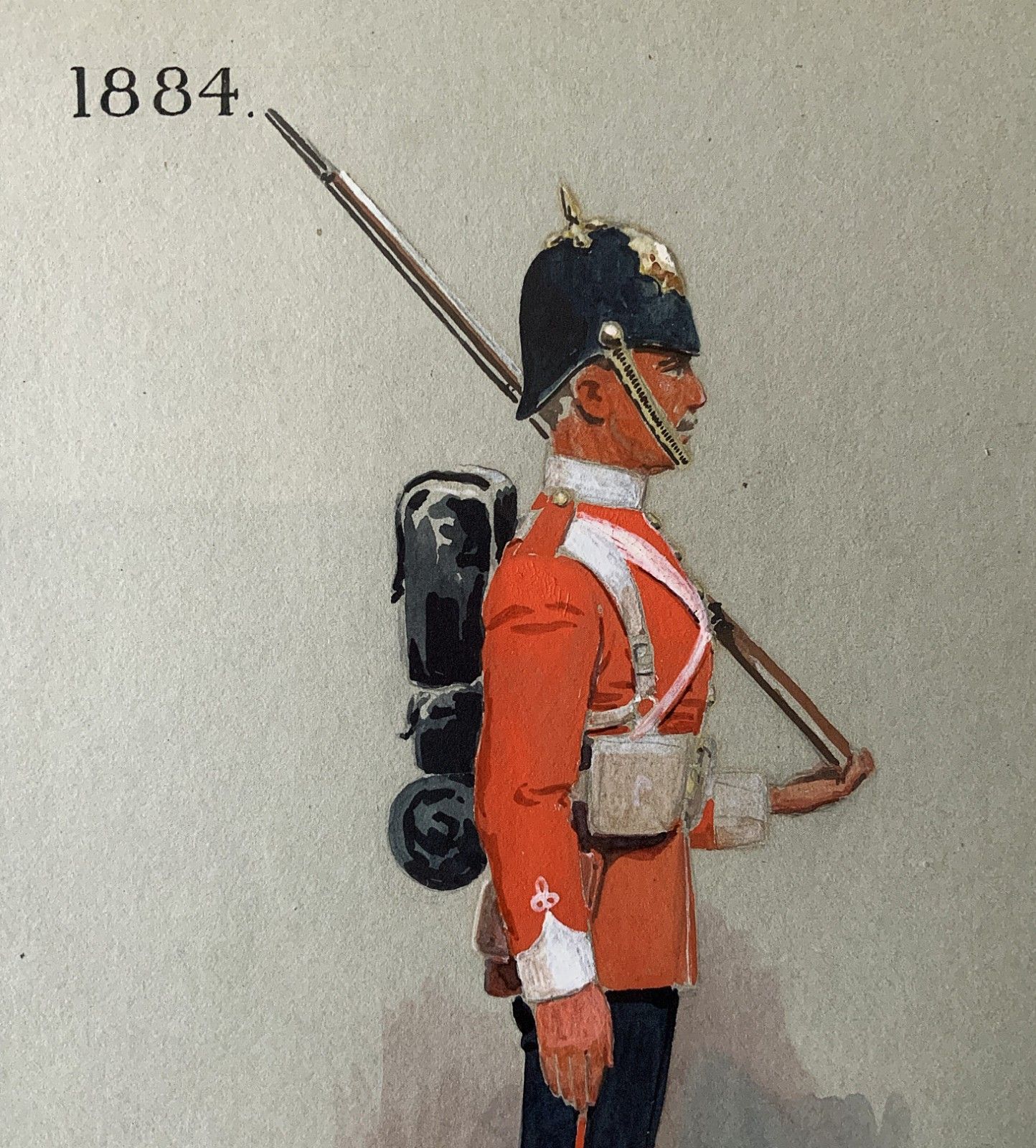 Military Watercolour & Wash 1884 British Soldier Portrait Painting (2 Of 6) photo vinterior