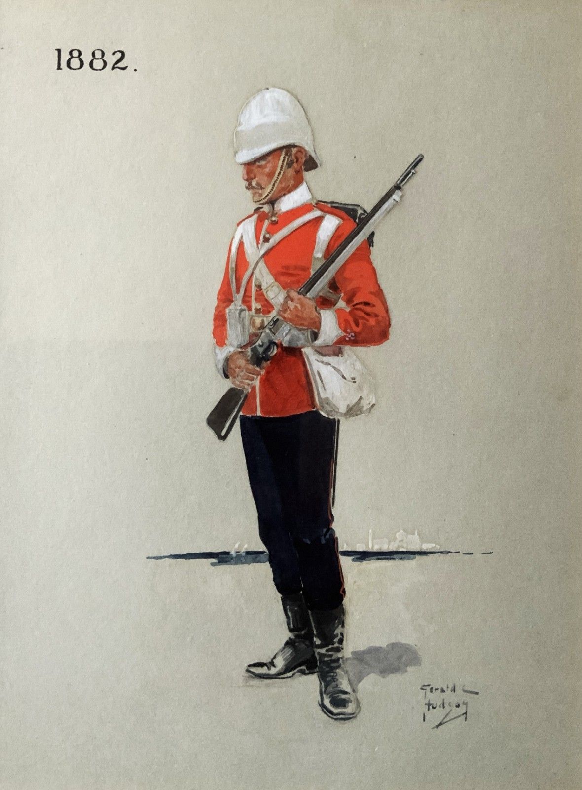 Military Watercolour Portrait Painting 1882 British Soldier (1 Of 6) photo furniture