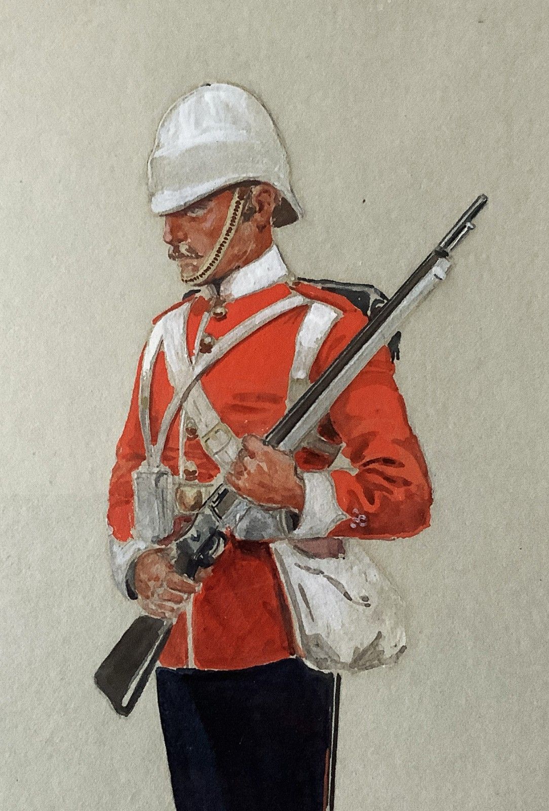 Military Watercolour Portrait Painting 1882 British Soldier (1 Of 6) photo vinterior