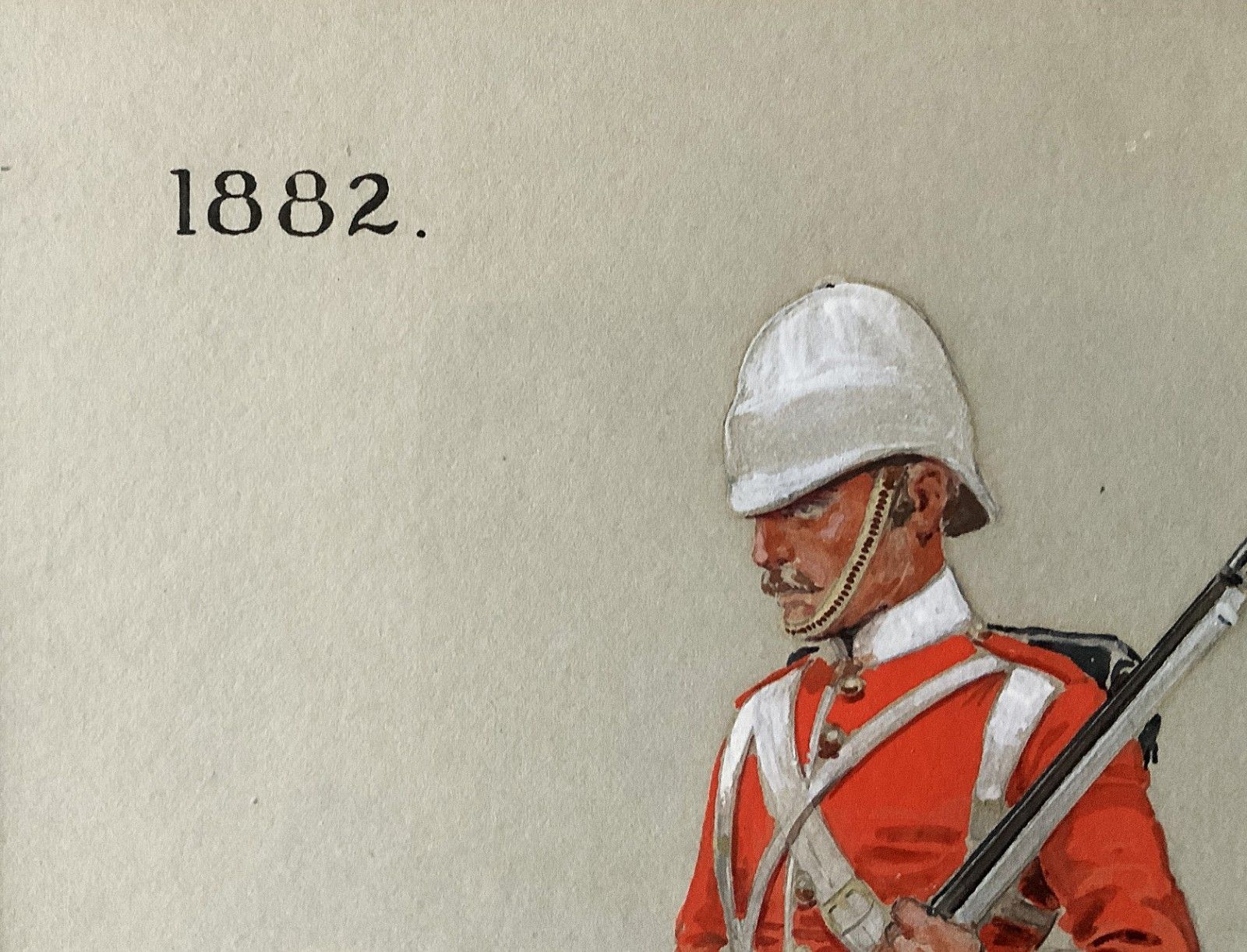 photo furniture Military Watercolour Portrait Painting 1882 British Soldier (1 Of 6)
