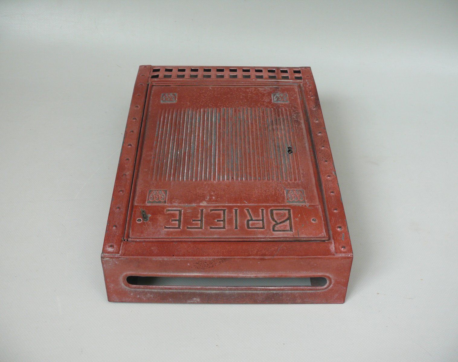 Art Art Nouveau German Mailbox With Key In Painted Metal, 1890s photo