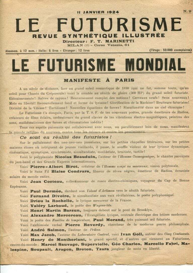Le Futurisme   Le Futurisme Mondial   Futurisme Et Fascisme  Italy 1924