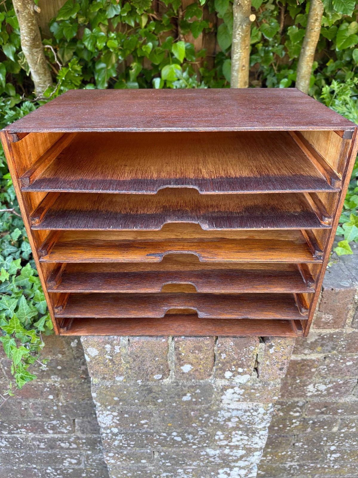 Mid Century Wooden Filing Cabinet A4 Paper Tray Desk Organizer Storage photo furniture