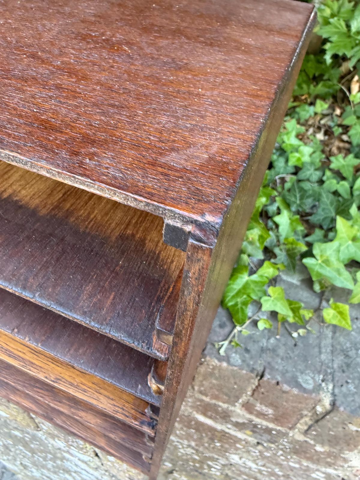 photo vintage Mid Century Wooden Filing Cabinet A4 Paper Tray Desk Organizer Storage