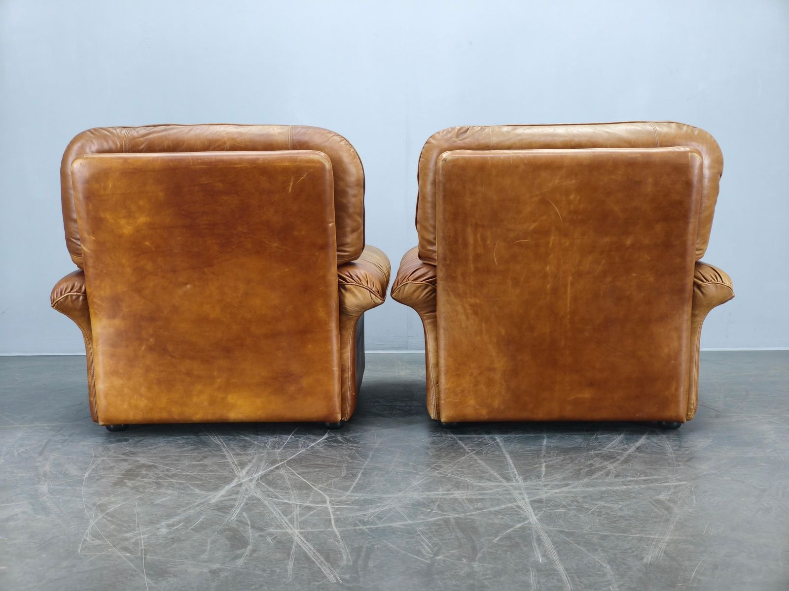 Paar Arcon Italia Cognac Buffalo Leren Lounge Fauteuils photo 1883.0