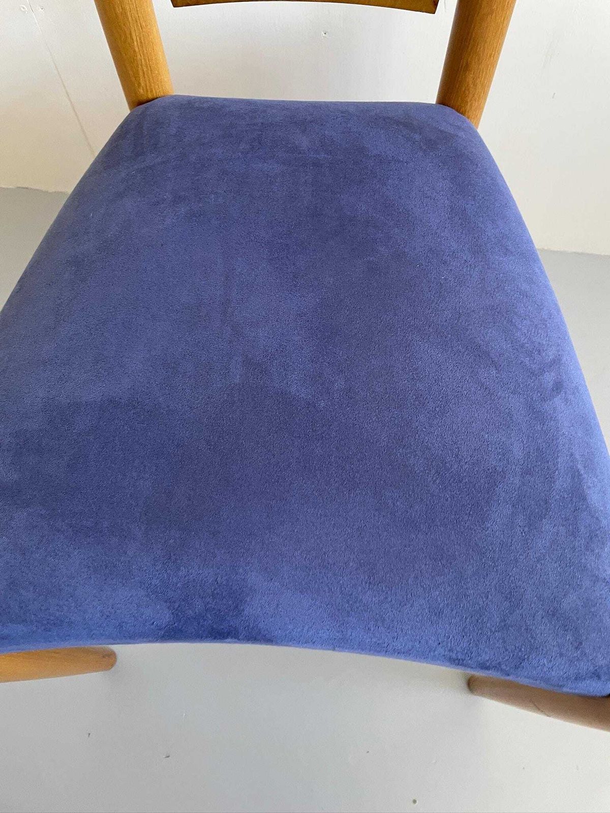 photo for sale Skylon Accent Chair By Toby Winteringham Blue Seat And Elm Burr Detail