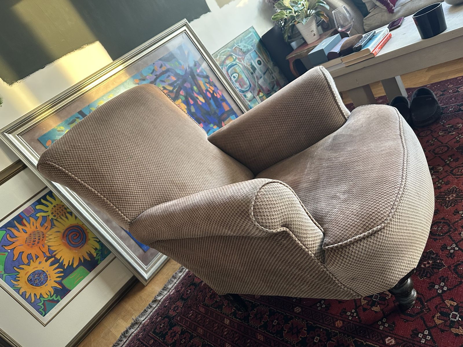 Mid Century Howard Style Country House Armchair With Turned Legs And Scrolled Arms photo 350.0