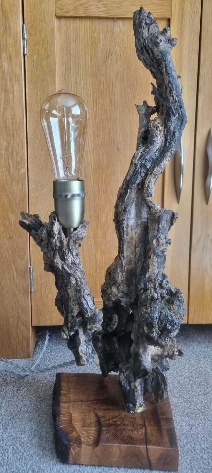 photo furniture Handmade Elderberry Wood Lamp – One Of A Kind Sculptural Table Light – Rustic Wabi Sabi Decor