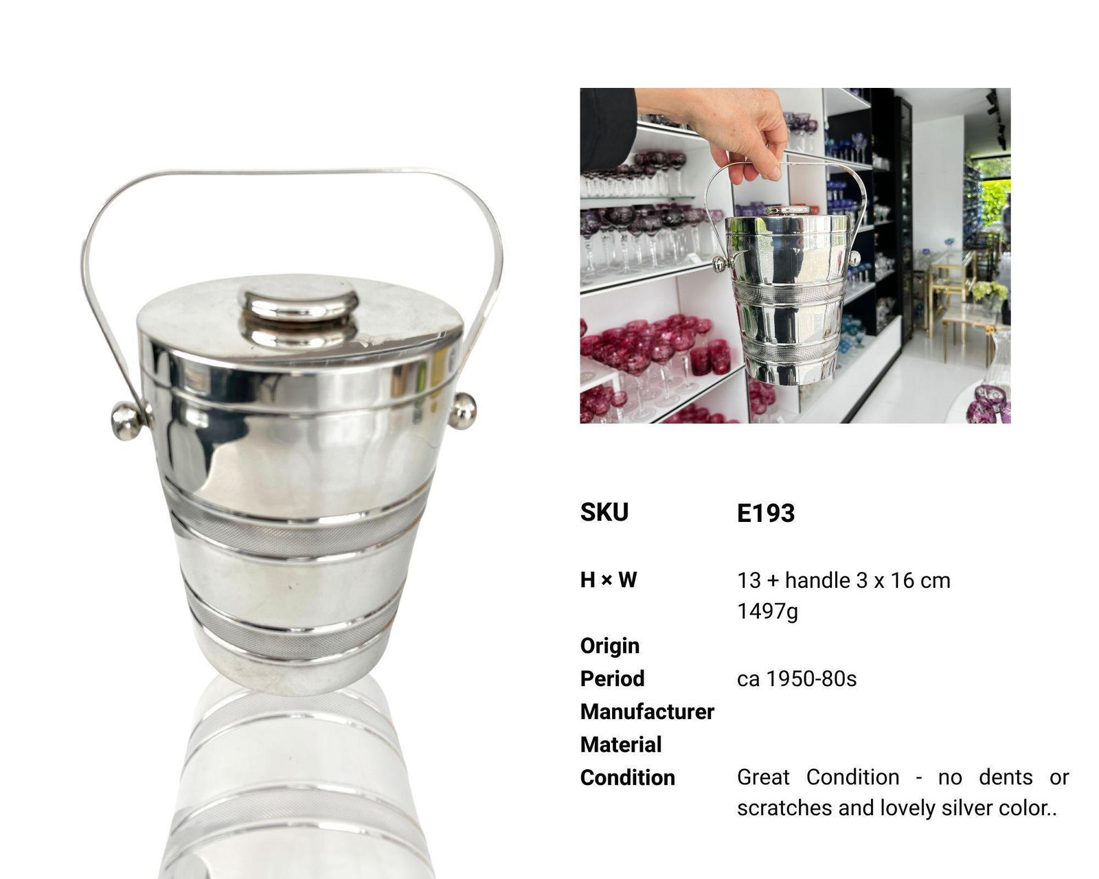 Zilveren Ijsemmer | Met Deksel | Binnenzijde Wit photo Woonaccessoires