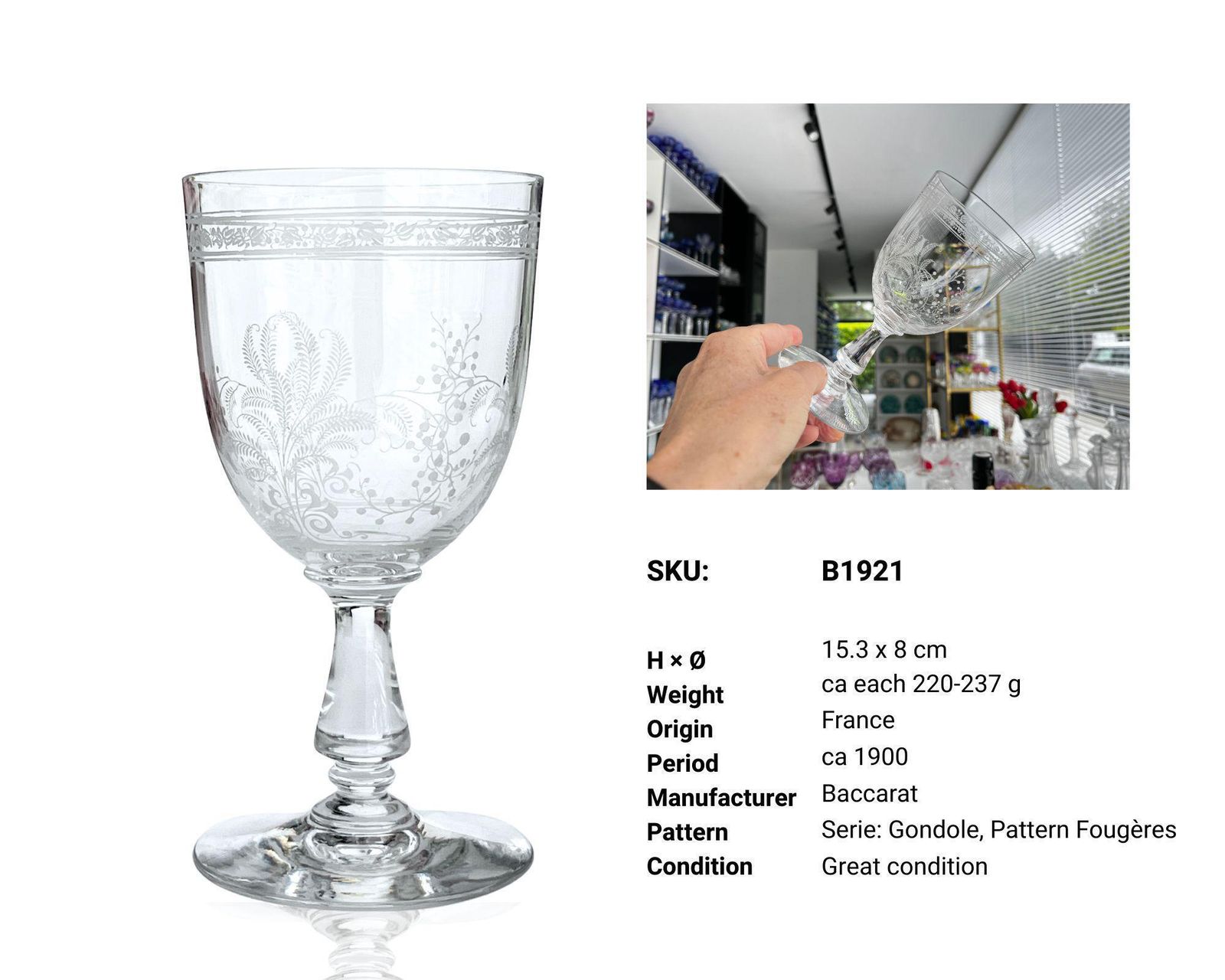Verres à eau Baccarat | Verres à vin gravés | Fougères 1900 photo Décoration