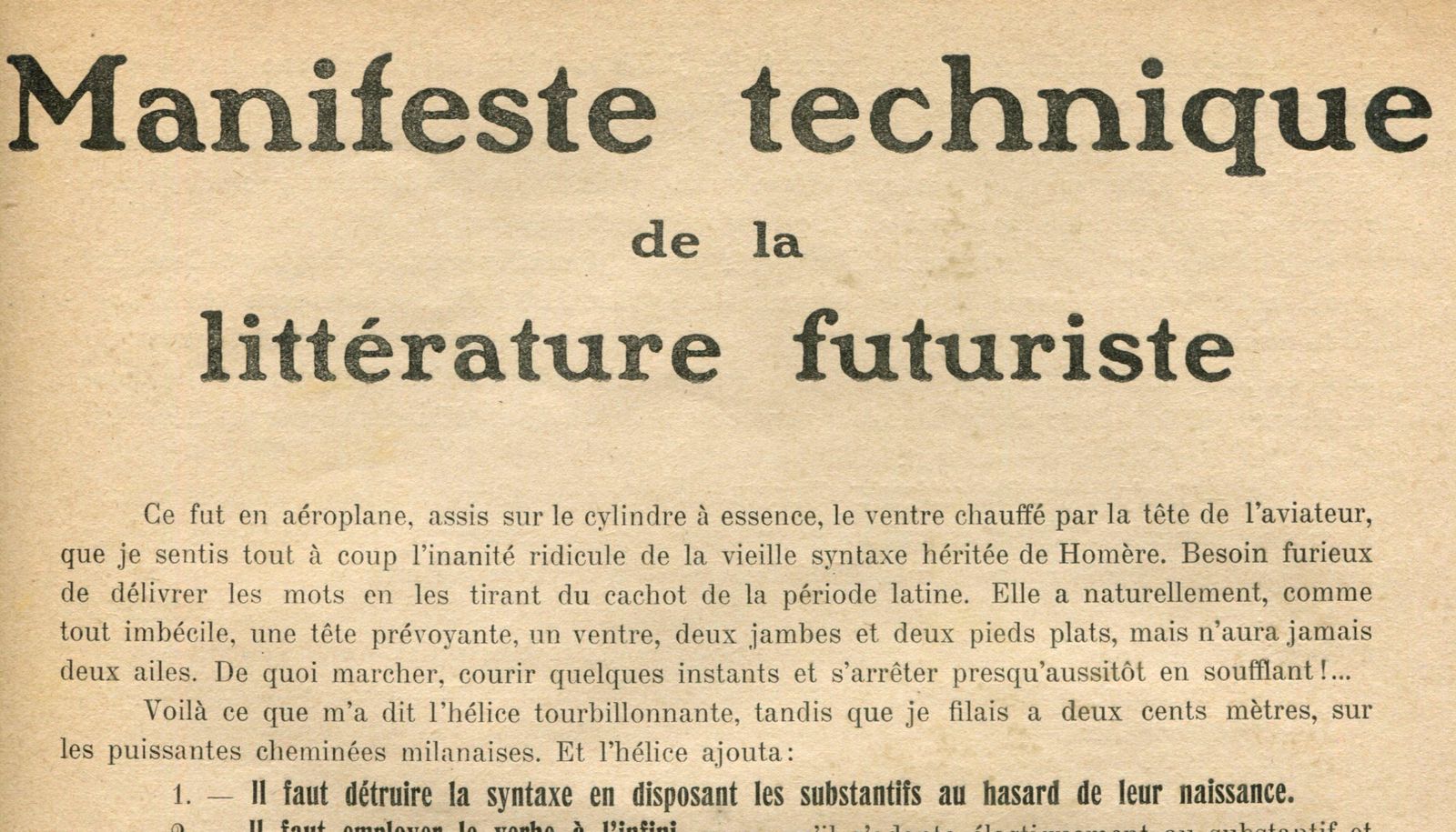 Manifeste Technique De La Littérature Futuriste, Italy 1912 photo furniture