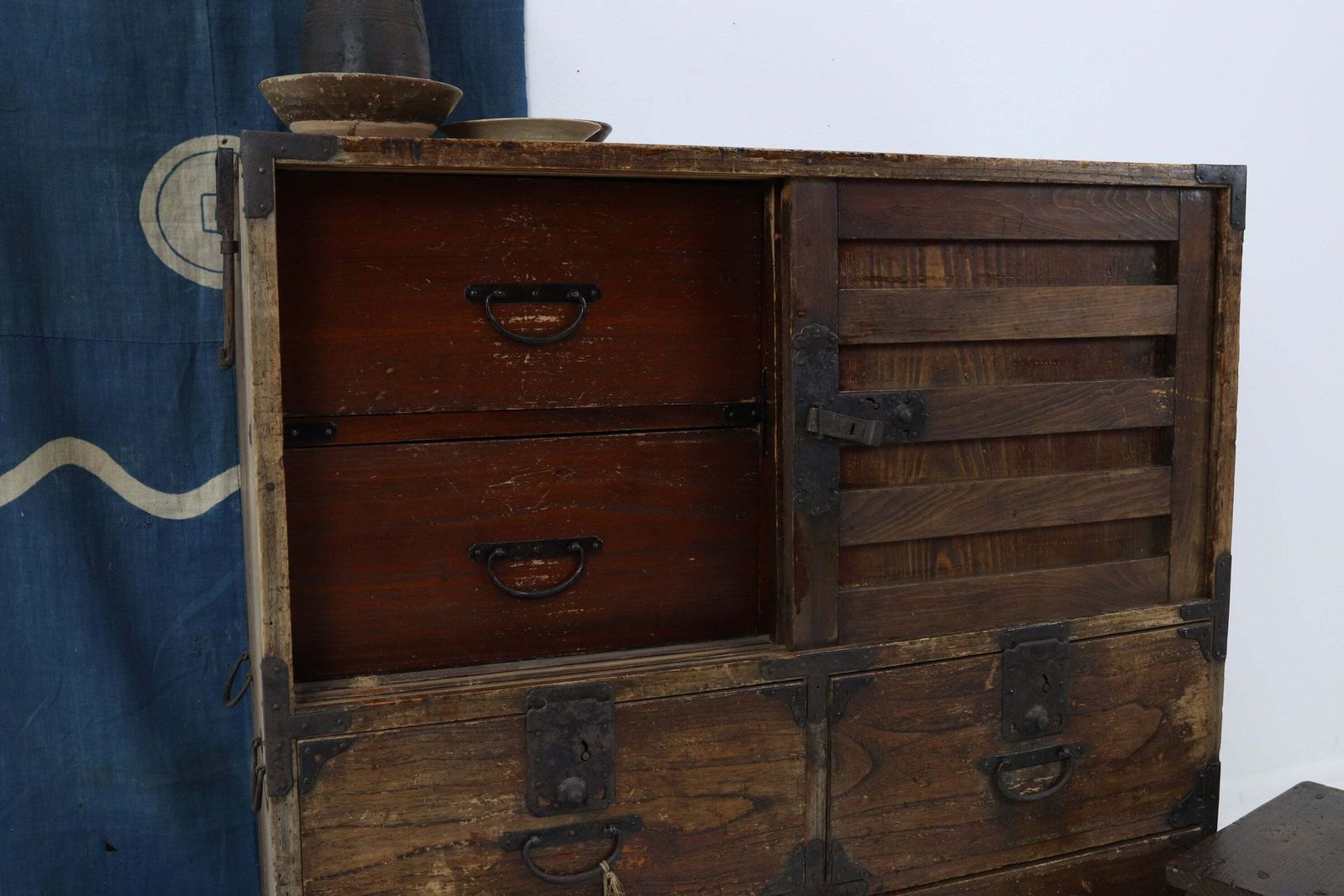 Furniture Antique Japanese Keyaki Choba Dansu Merchant's Chest From Yonezawa photo
