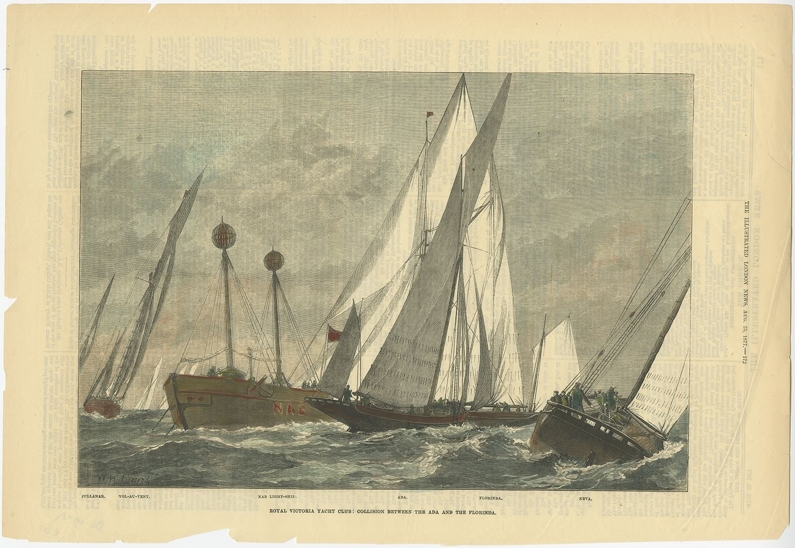 Antique Print Of The Royal Victoria Yacht Club (1877)