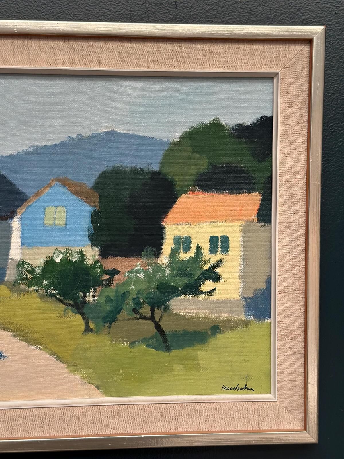 Original Mid Century Swedish Oil On Canvas – “Riders On The Road, Crete” By Stig Wernheden – Vintage &  Framed – 43 × 68 Cm (16.9" × 26.8") photo buy