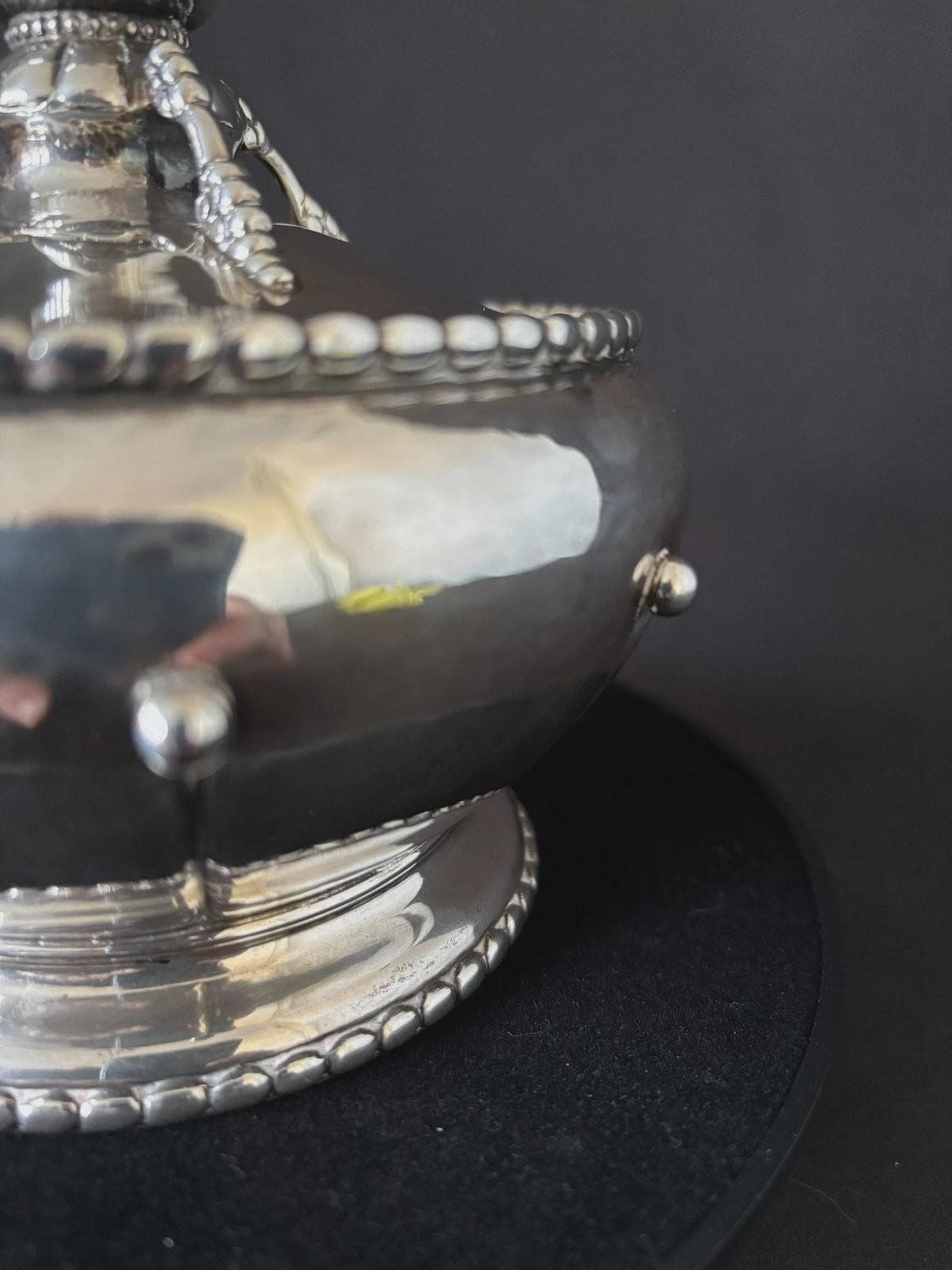 Arts & Crafts Sterling Silver Bowl With Amber Knob By Christian F Heise photo Home Decor