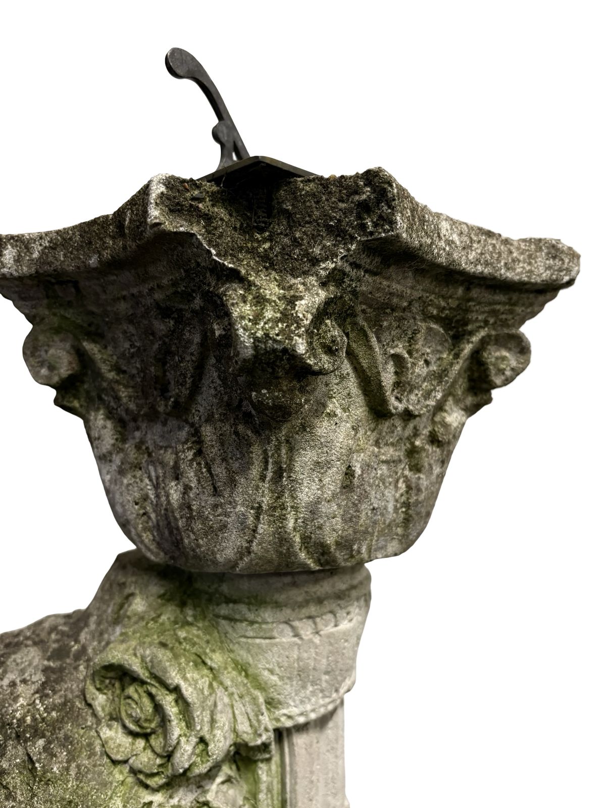 photo furniture Weathered Antique Stone Garden Sundial On Putti Cherub Pedestal