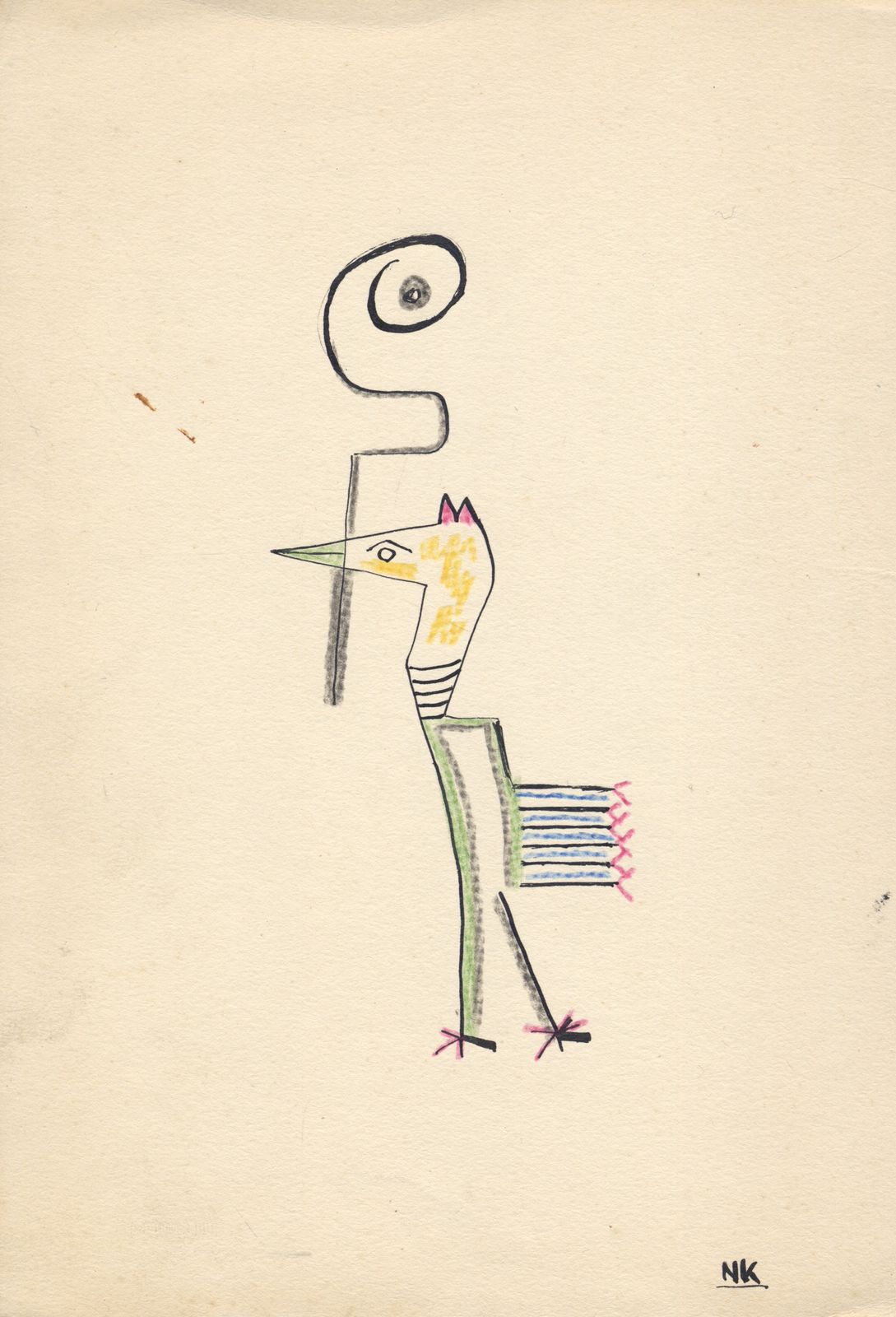 Speelse tekening uit de jaren 1970 van gevierd Nederlands kunstenaar photo furniture