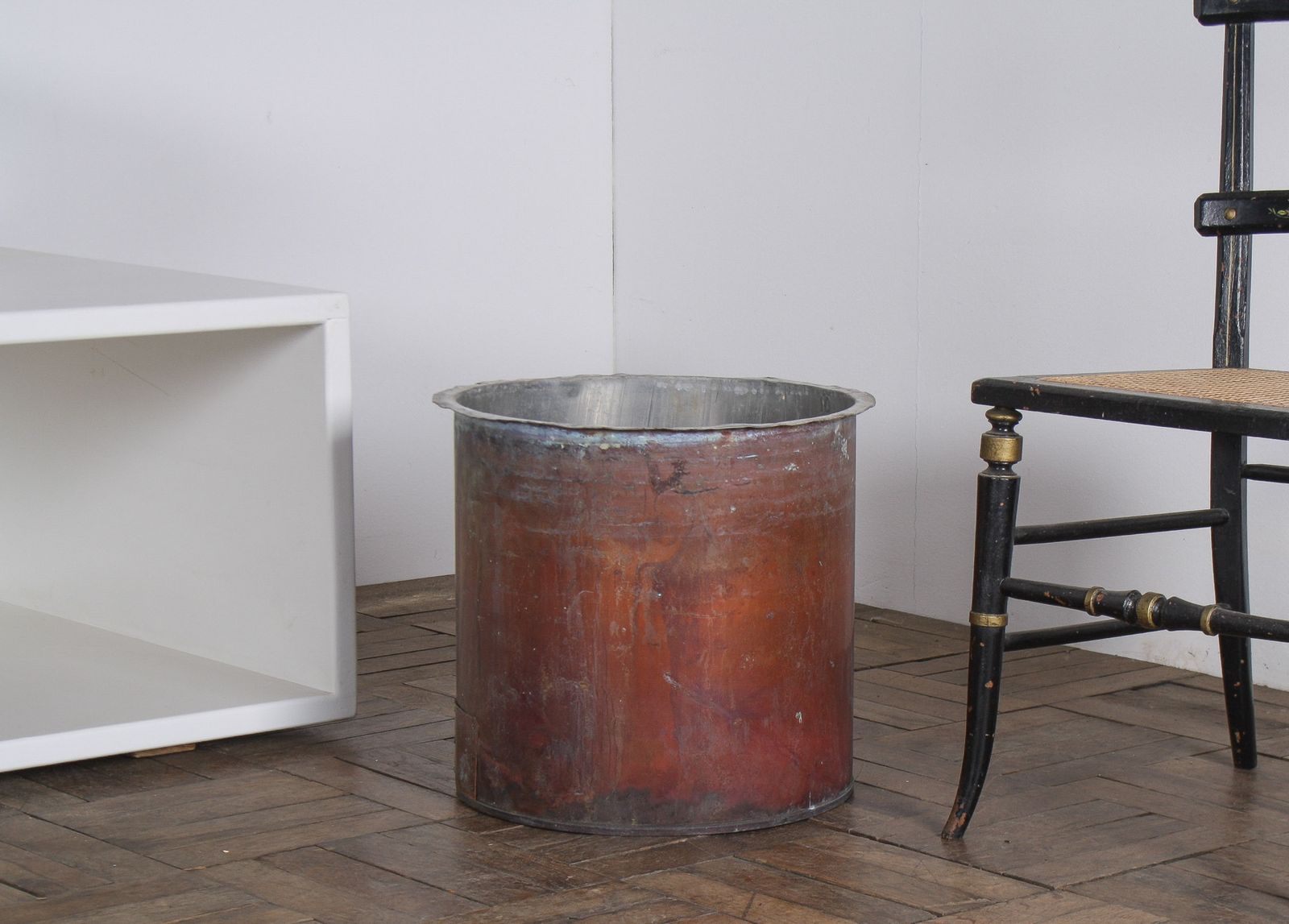 Large Reclaimed Antique Copper Planter With Natural Patina