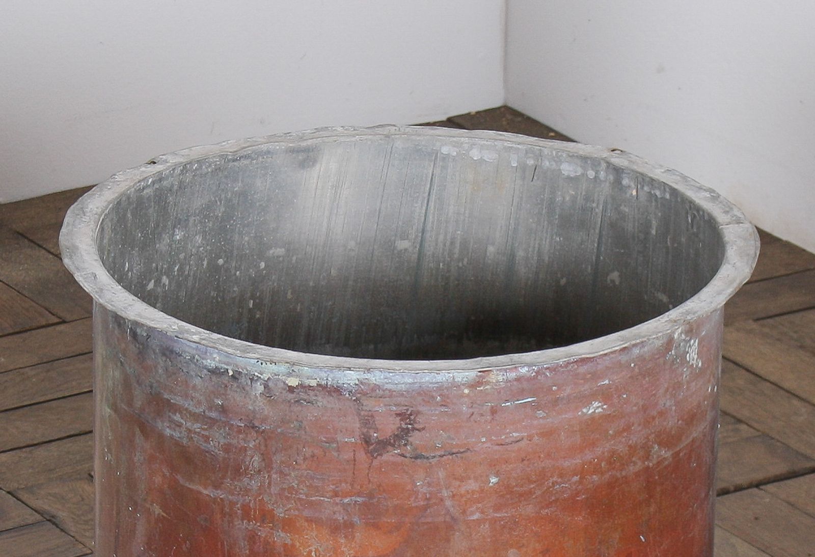 Home Decor Large Reclaimed Antique Copper Planter With Natural Patina photo