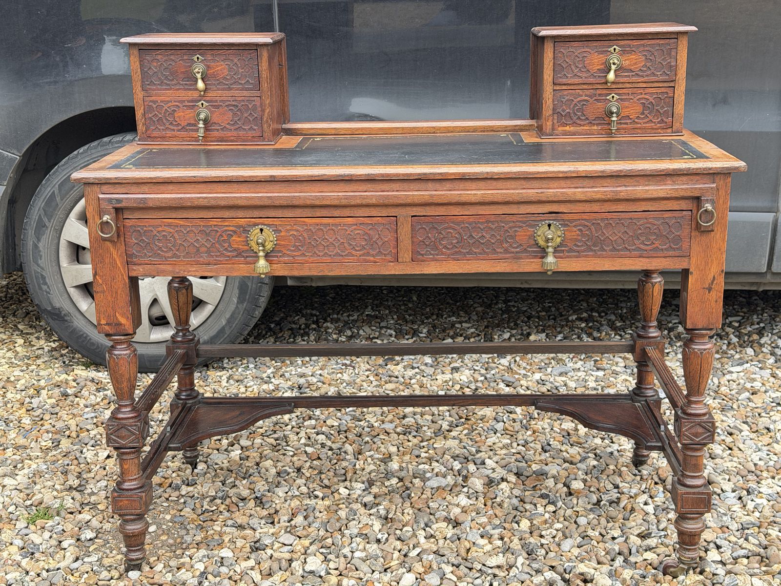1795.0 Late 19th Century Anglo Japanese Oak Writing Desk photo